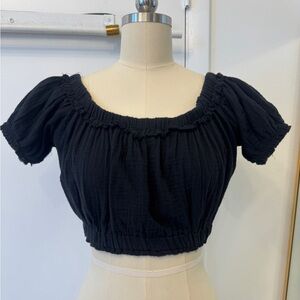 Salty Lemon Soft Gauze Cotton Crop Top